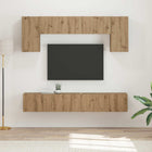 Tv-meubelset wandgemonteerd 5 stuks wit bewerkt hout