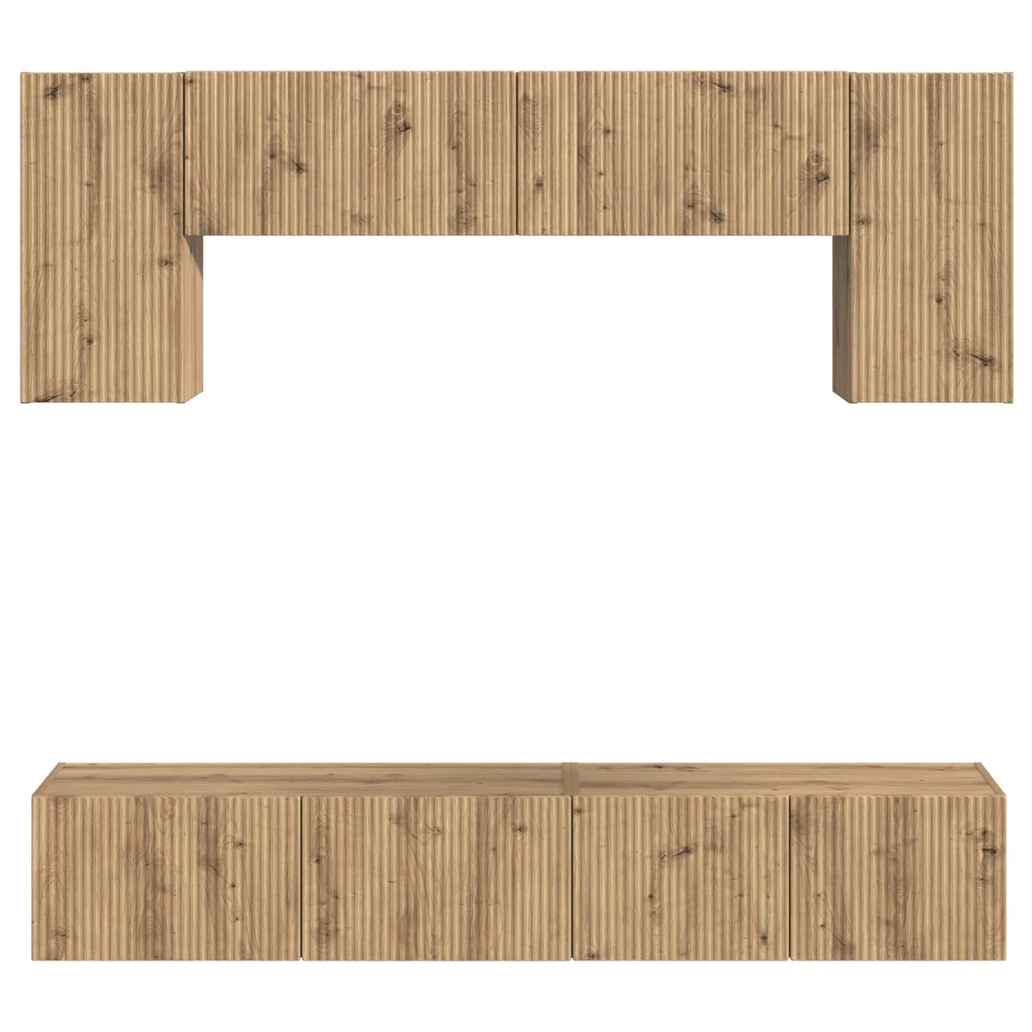 Tv-Meubelset Wandgemonteerd 5 Pcs Bewerkt Hout Wit