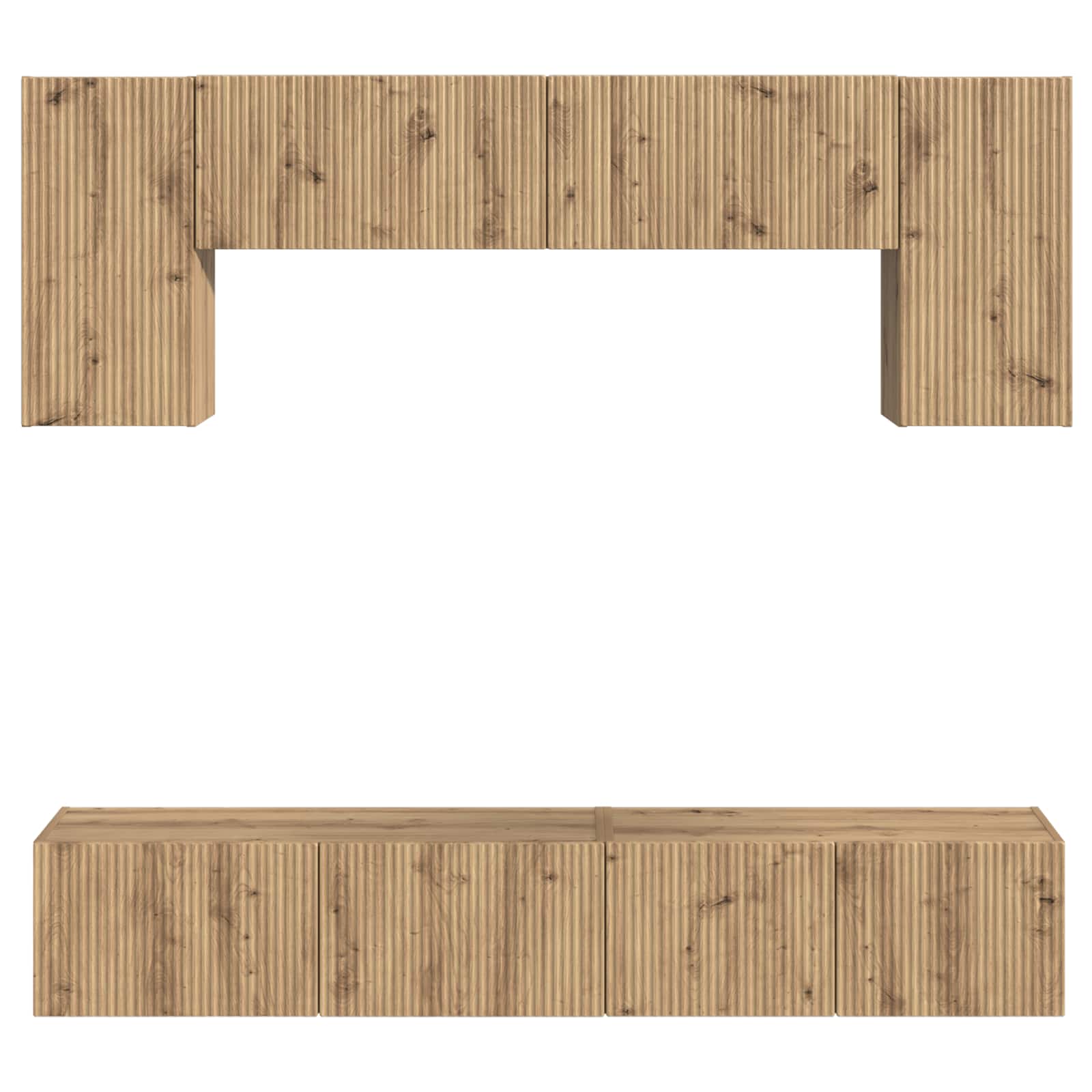 Tv-Meubelset Wandgemonteerd 5 Pcs Bewerkt Hout Wit