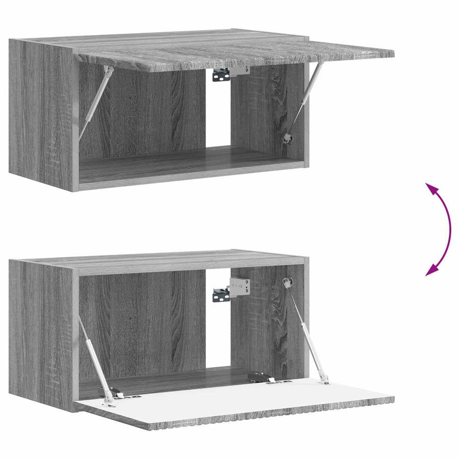 Tv-Meubelset Wandgemonteerd 5 Pcs Bewerkt Hout Zwart
