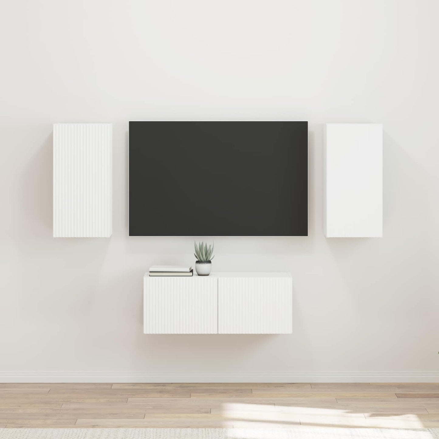 Tv-Meubelset Wandgemonteerd 6 Pcs Bewerkt Hout Wit