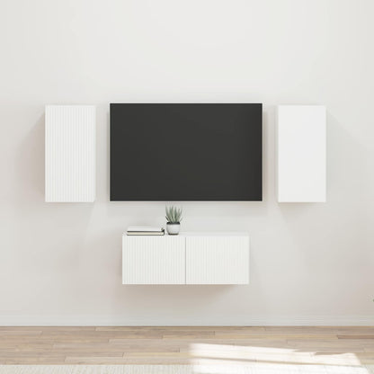 Tv-Meubelset Wandgemonteerd 6 Pcs Bewerkt Hout Wit