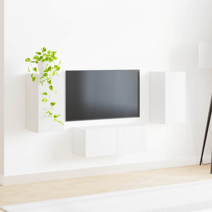 Tv-Meubelset Wandgemonteerd 6 Pcs Bewerkt Hout Wit