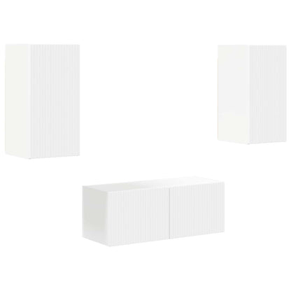 Tv-Meubelset Wandgemonteerd 6 Pcs Bewerkt Hout Wit