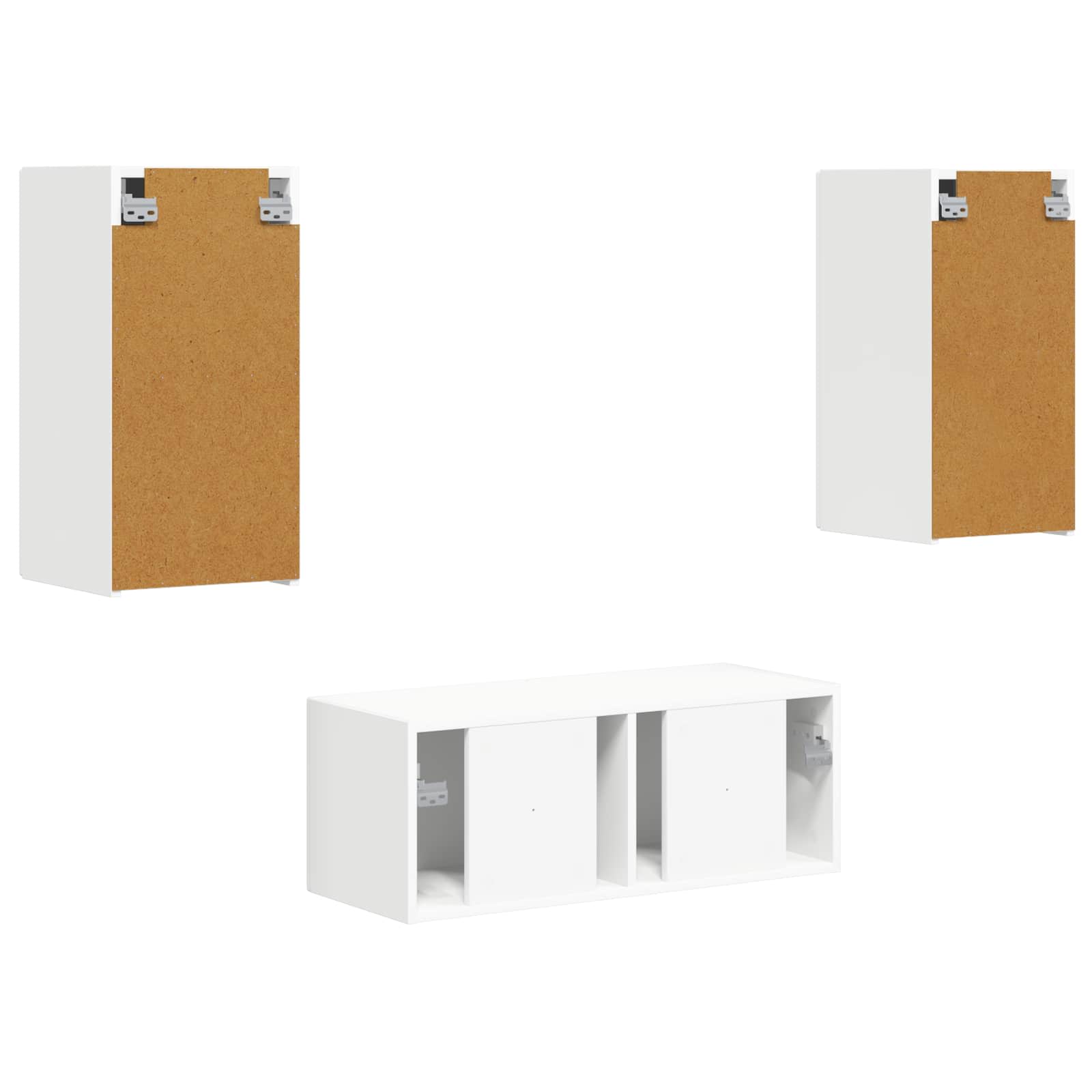 Tv-Meubelset Wandgemonteerd 6 Pcs Bewerkt Hout Wit