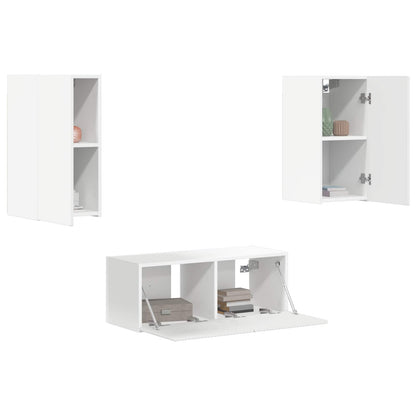 Tv-Meubelset Wandgemonteerd 6 Pcs Bewerkt Hout Wit