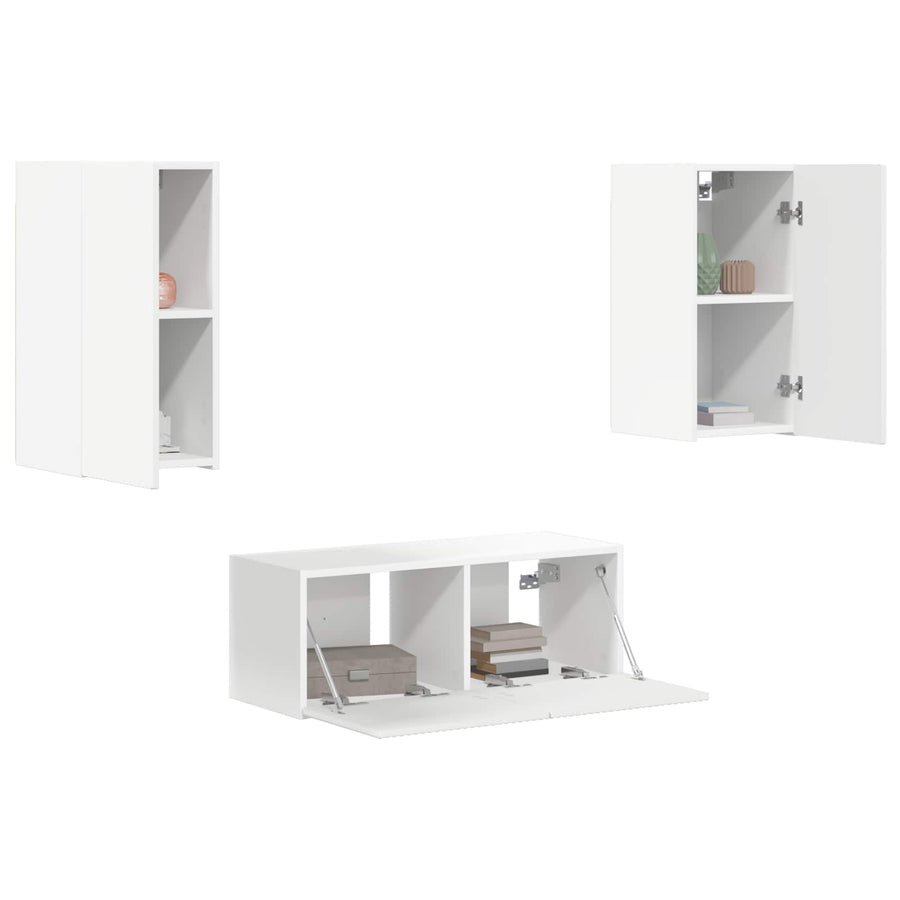 Tv-Meubelset Wandgemonteerd 6 Pcs Bewerkt Hout Wit