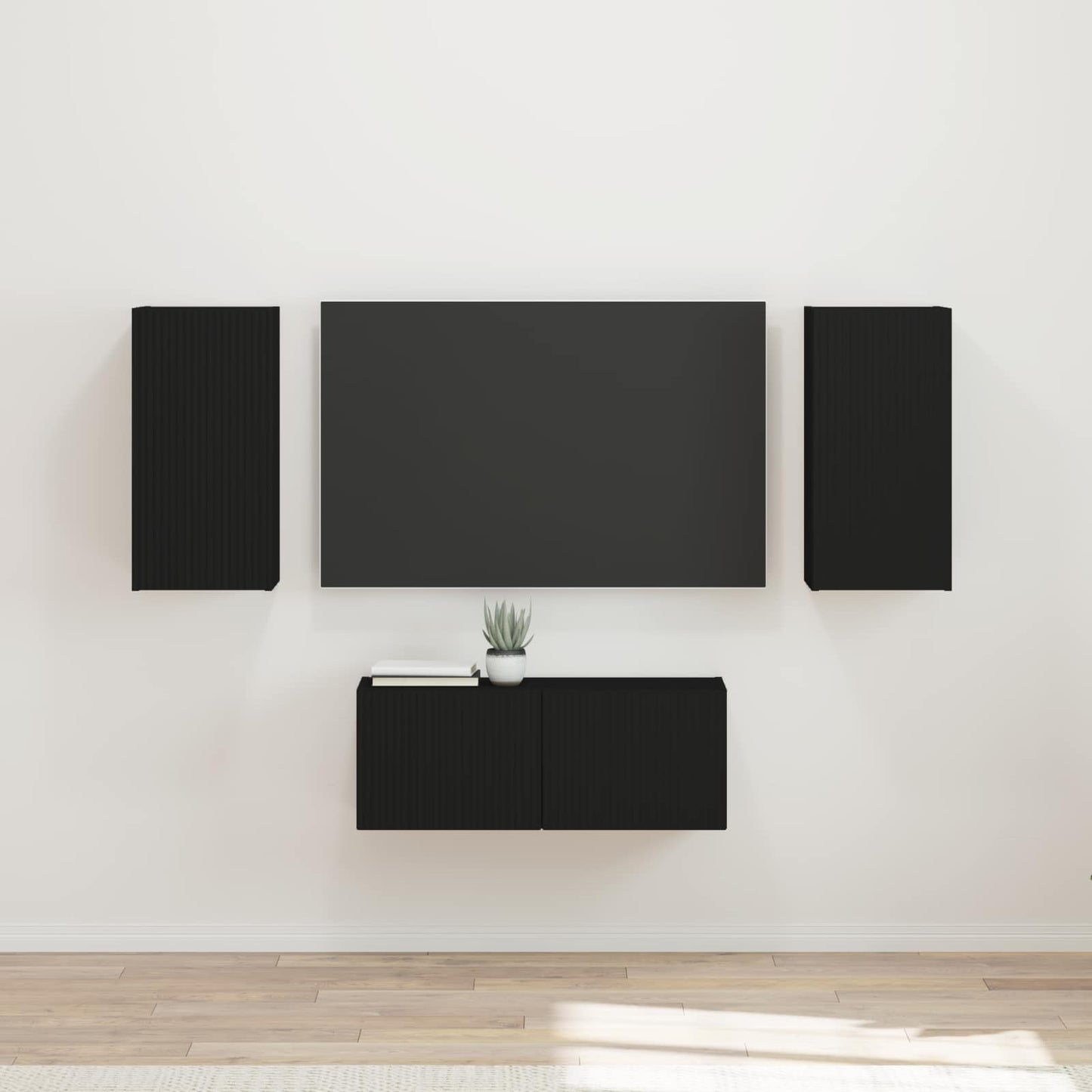 Tv-meubelset 6 st Zwart Bewerkt hout