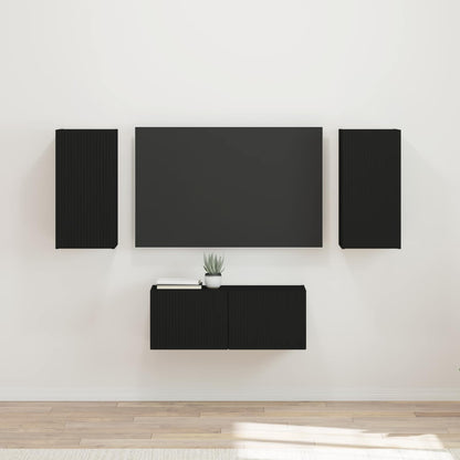 Tv-meubelset 6 st Zwart Bewerkt hout