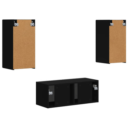 Tv-meubelset 6 st Zwart Bewerkt hout