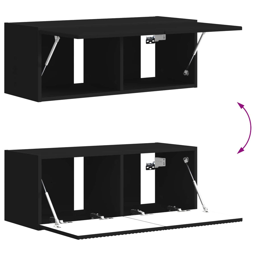 Tv-meubelset 6 st Zwart Bewerkt hout