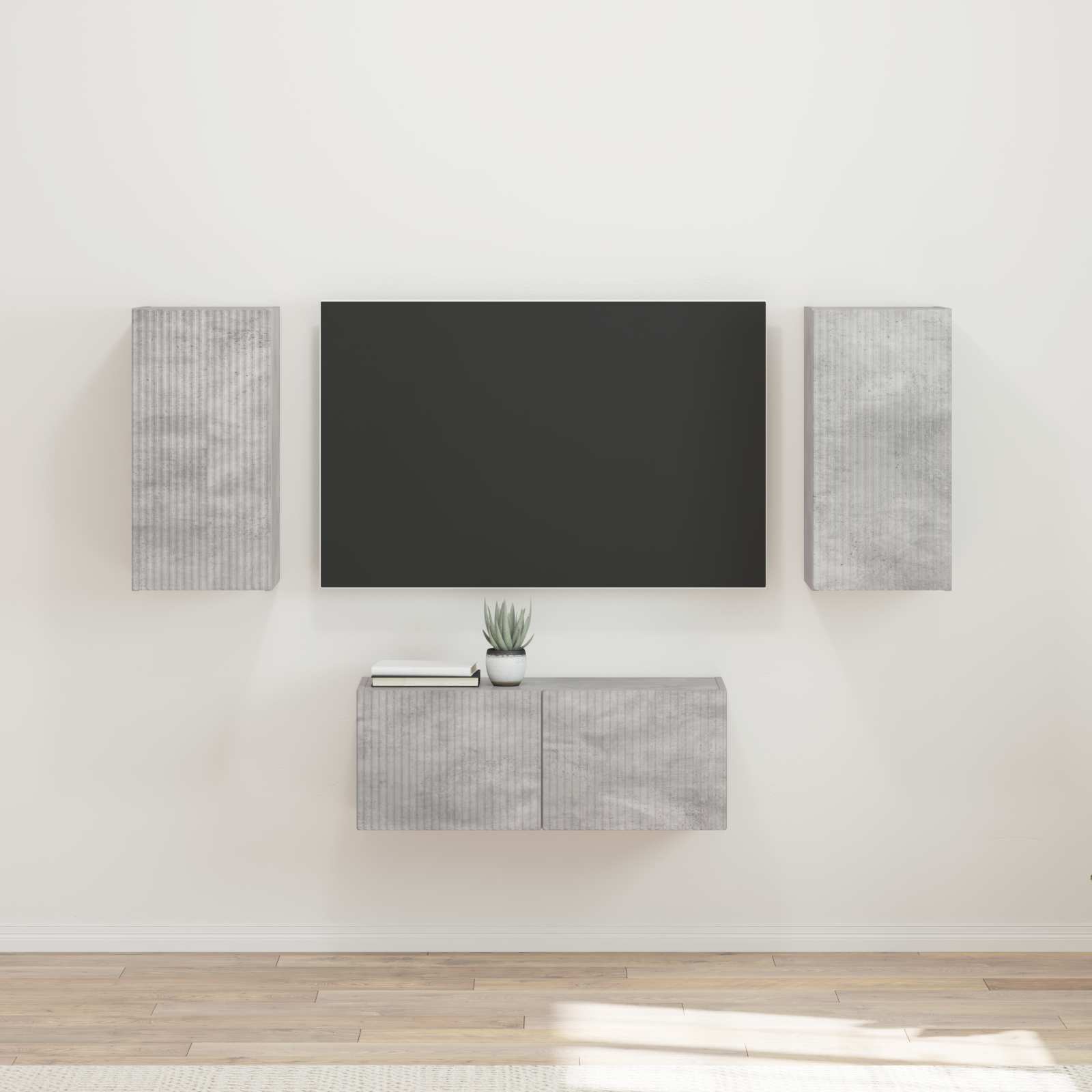 Tv-Meubelset Wandgemonteerd 6 Pcs Beton Grijs Bewerkt Hout Betongrijs