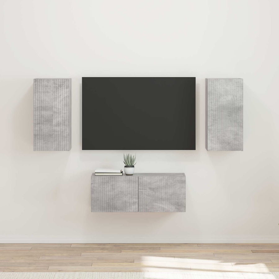 Tv-Meubelset Wandgemonteerd 6 Pcs Beton Grijs Bewerkt Hout Betongrijs