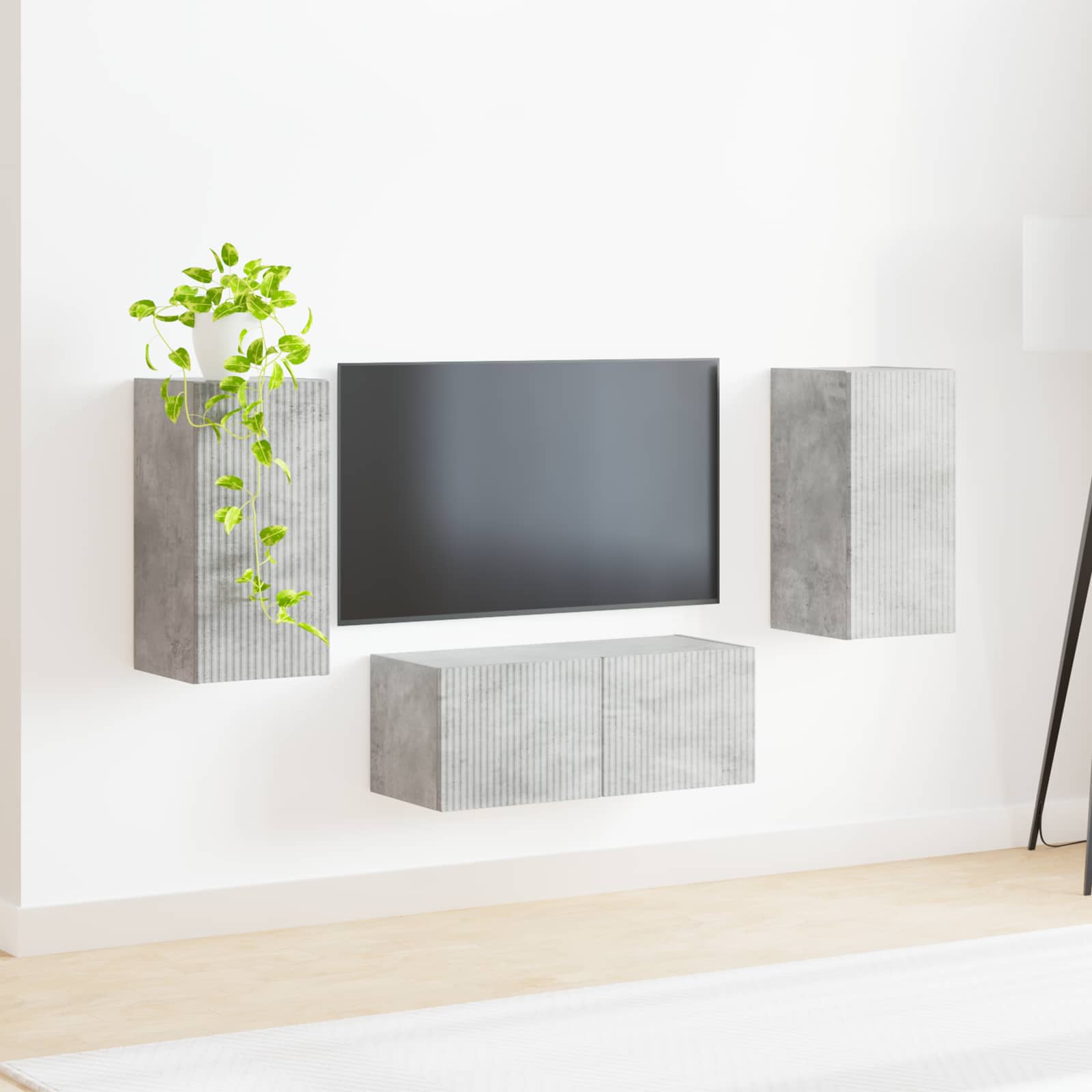 Tv-Meubelset Wandgemonteerd 6 Pcs Beton Grijs Bewerkt Hout Betongrijs