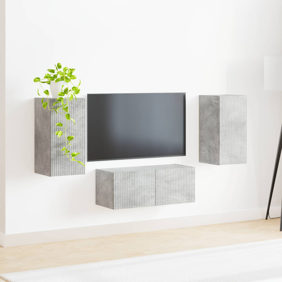 Tv-Meubelset Wandgemonteerd 6 Pcs Beton Grijs Bewerkt Hout Betongrijs