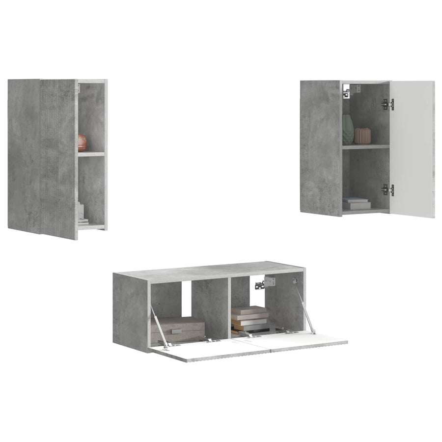 Tv-Meubelset Wandgemonteerd 6 Pcs Beton Grijs Bewerkt Hout Betongrijs