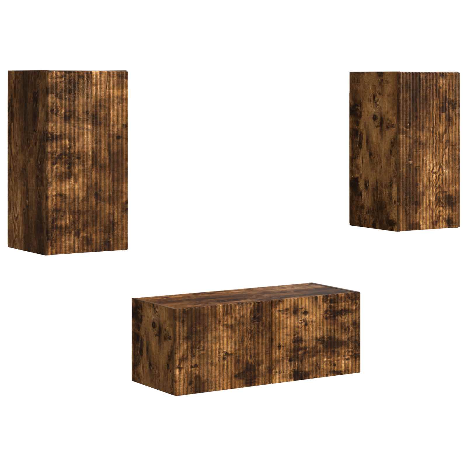 Tv-Meubelset Wandgemonteerd 6 Pcs Bewerkt Hout Gerookt eiken