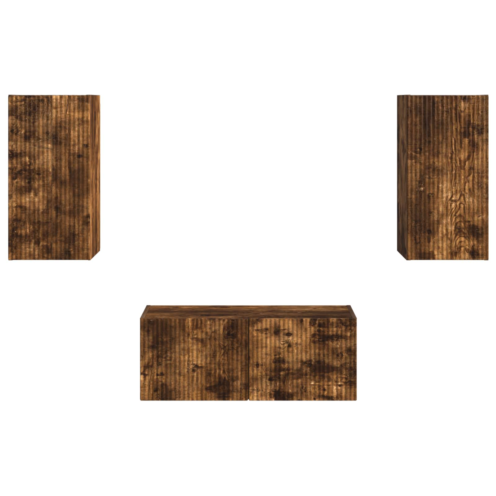 Tv-Meubelset Wandgemonteerd 6 Pcs Bewerkt Hout Gerookt eiken
