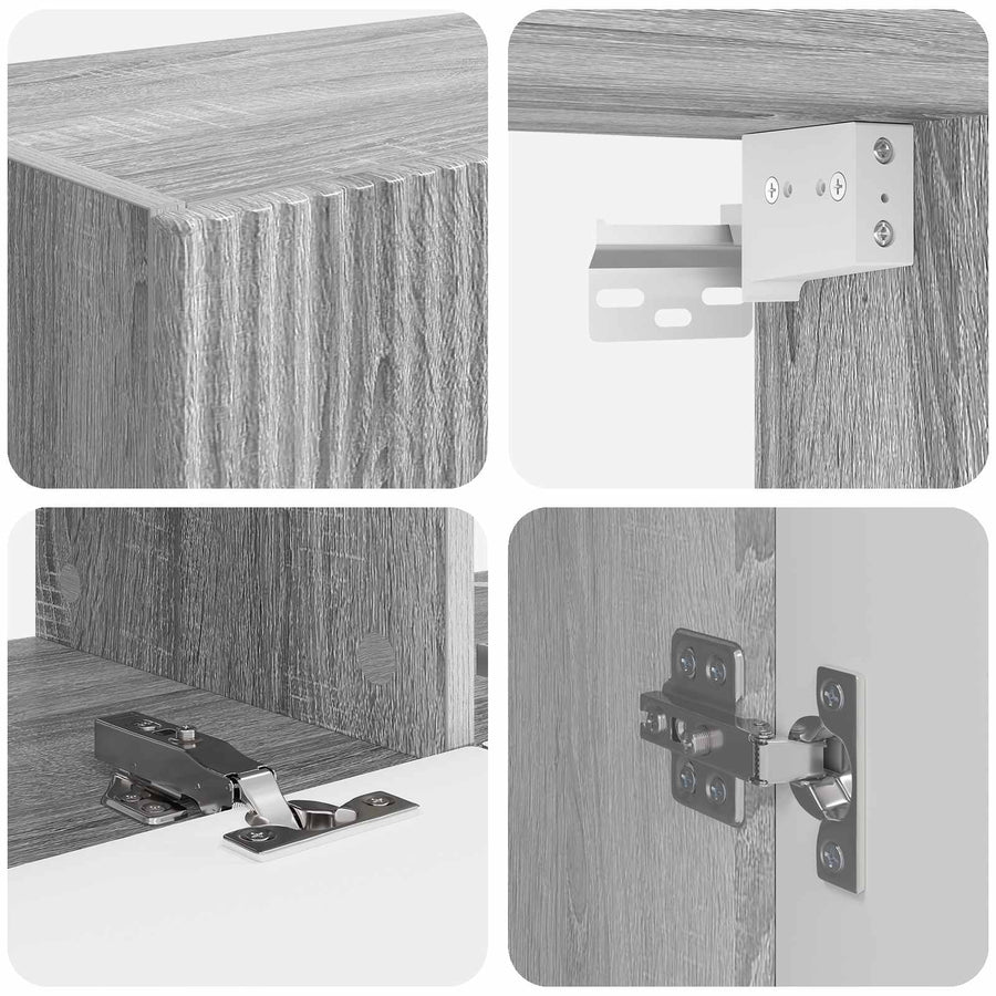 Tv-Meubelset Wandgemonteerd 6 Pcs Bewerkt Hout Grijs sonoma