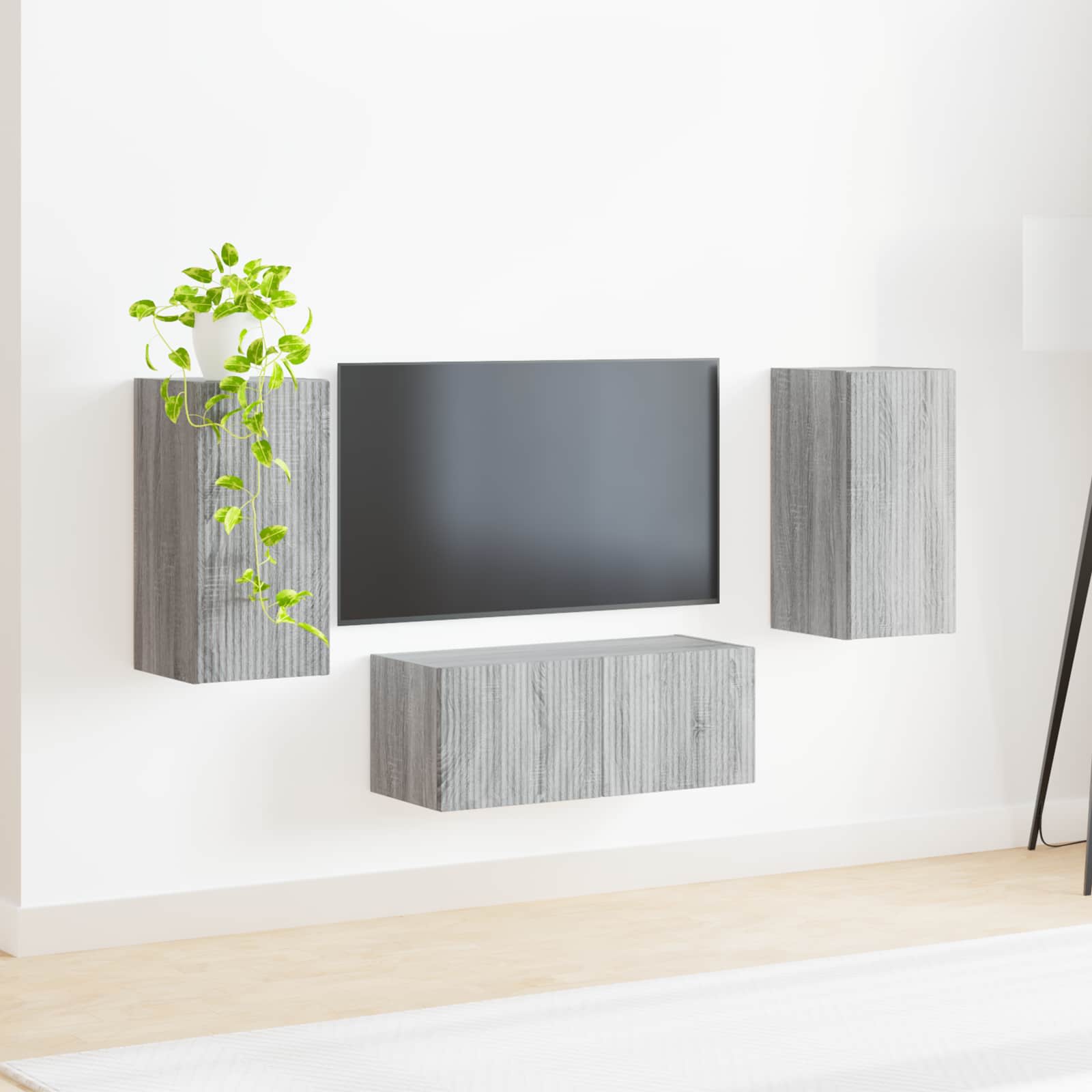 Tv-Meubelset Wandgemonteerd 6 Pcs Bewerkt Hout Grijs sonoma