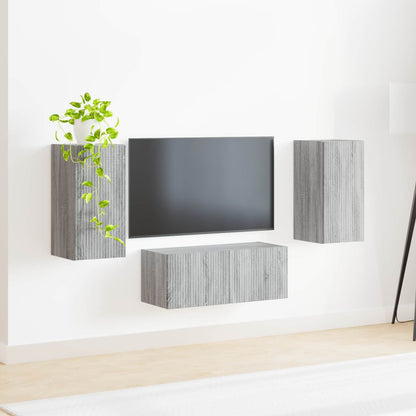 Tv-Meubelset Wandgemonteerd 6 Pcs Bewerkt Hout Grijs sonoma