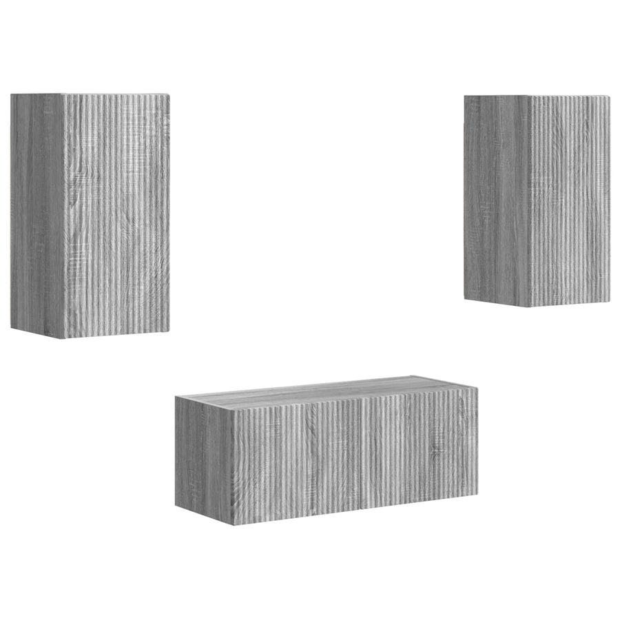 Tv-Meubelset Wandgemonteerd 6 Pcs Bewerkt Hout Grijs sonoma