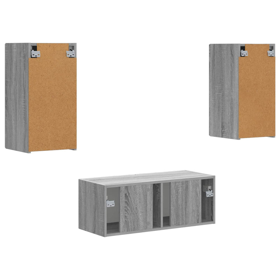 Tv-Meubelset Wandgemonteerd 6 Pcs Bewerkt Hout Grijs sonoma