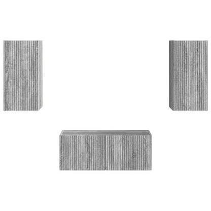 Tv-Meubelset Wandgemonteerd 6 Pcs Bewerkt Hout Grijs sonoma