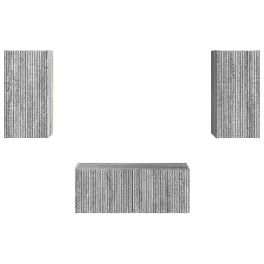 Tv-Meubelset Wandgemonteerd 6 Pcs Bewerkt Hout Grijs sonoma