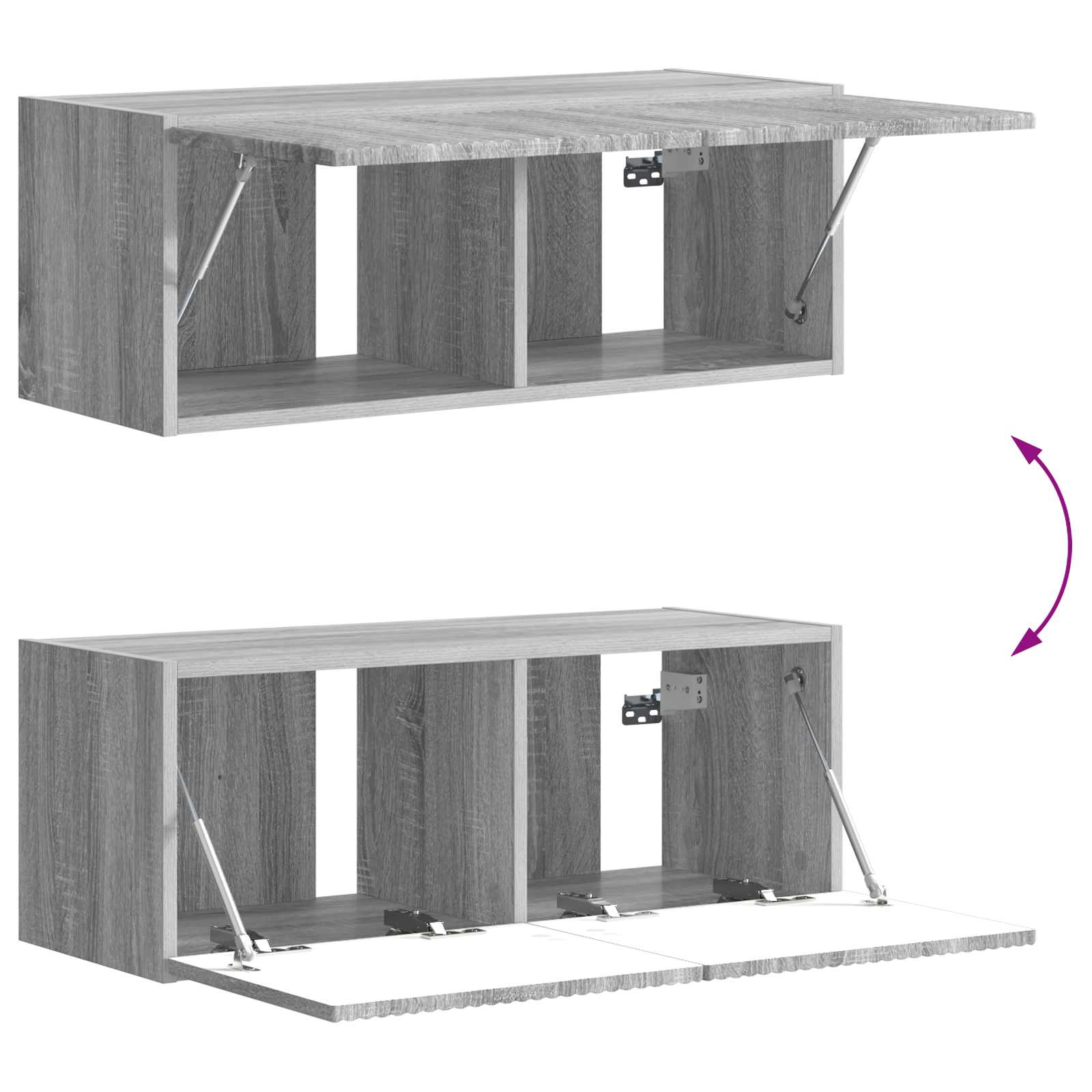 Tv-Meubelset Wandgemonteerd 6 Pcs Bewerkt Hout Grijs sonoma