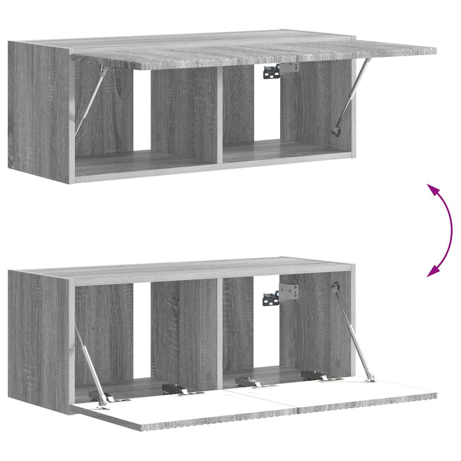 Tv-Meubelset Wandgemonteerd 6 Pcs Bewerkt Hout Grijs sonoma