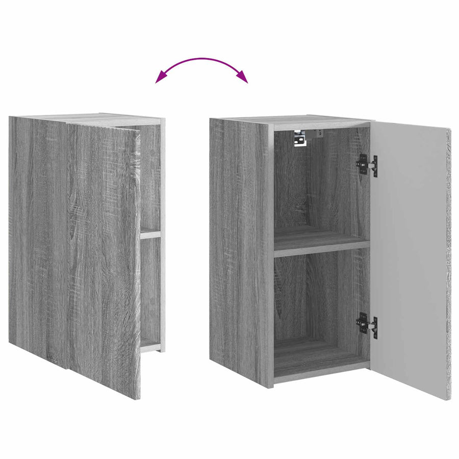 Tv-Meubelset Wandgemonteerd 6 Pcs Bewerkt Hout Grijs sonoma