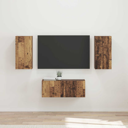 Tv-Meubelset Wandgemonteerd 6 Pcs Oudhout Bewerkt Hout Oud hout