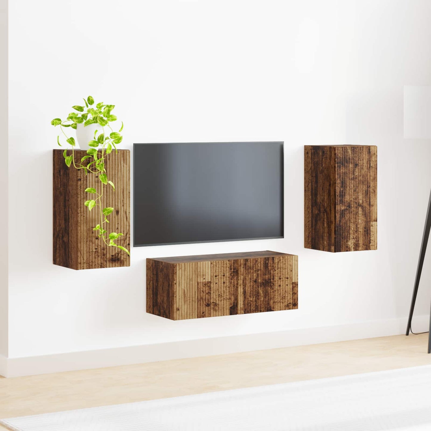 Tv-Meubelset Wandgemonteerd 6 Pcs Oudhout Bewerkt Hout Oud hout