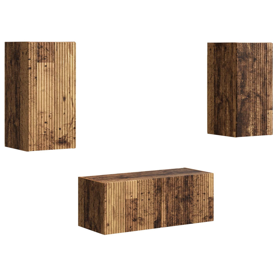 Tv-Meubelset Wandgemonteerd 6 Pcs Oudhout Bewerkt Hout Oud hout