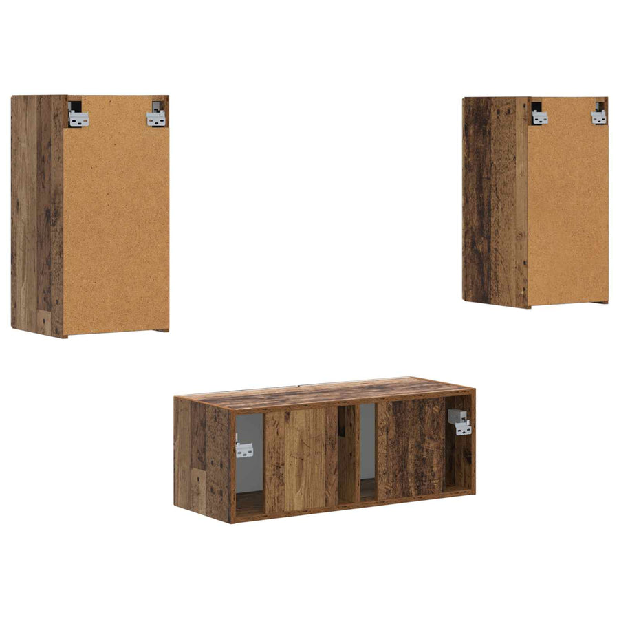 Tv-Meubelset Wandgemonteerd 6 Pcs Oudhout Bewerkt Hout Oud hout