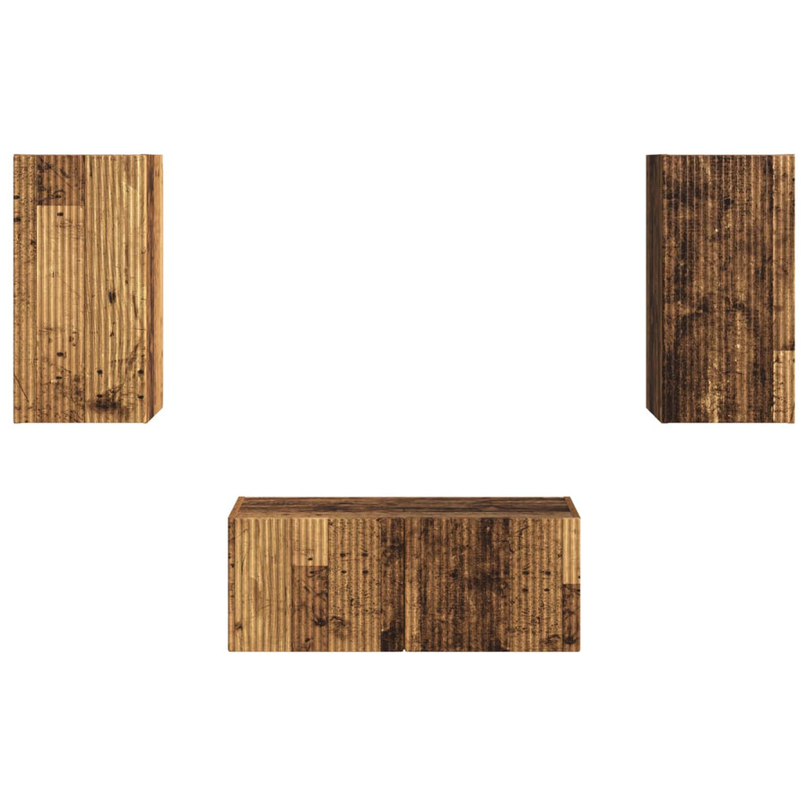 Tv-Meubelset Wandgemonteerd 6 Pcs Oudhout Bewerkt Hout Oud hout