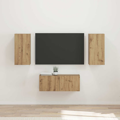 Tv-meubelset 6 st Artisan Eiken Bewerkt hout