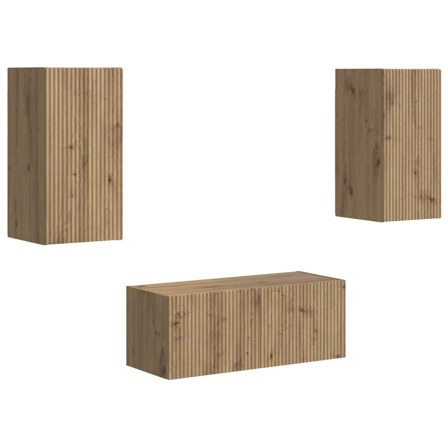 Tv-meubelset 6 st Artisan Eiken Bewerkt hout