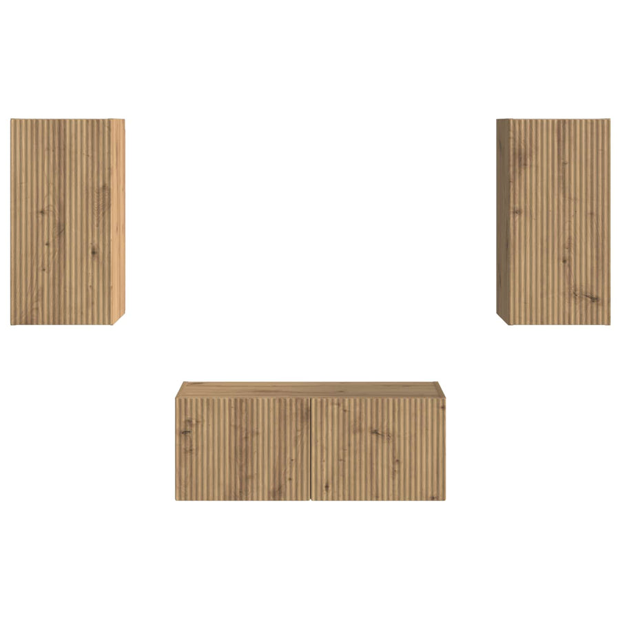 Tv-meubelset 6 st Artisan Eiken Bewerkt hout