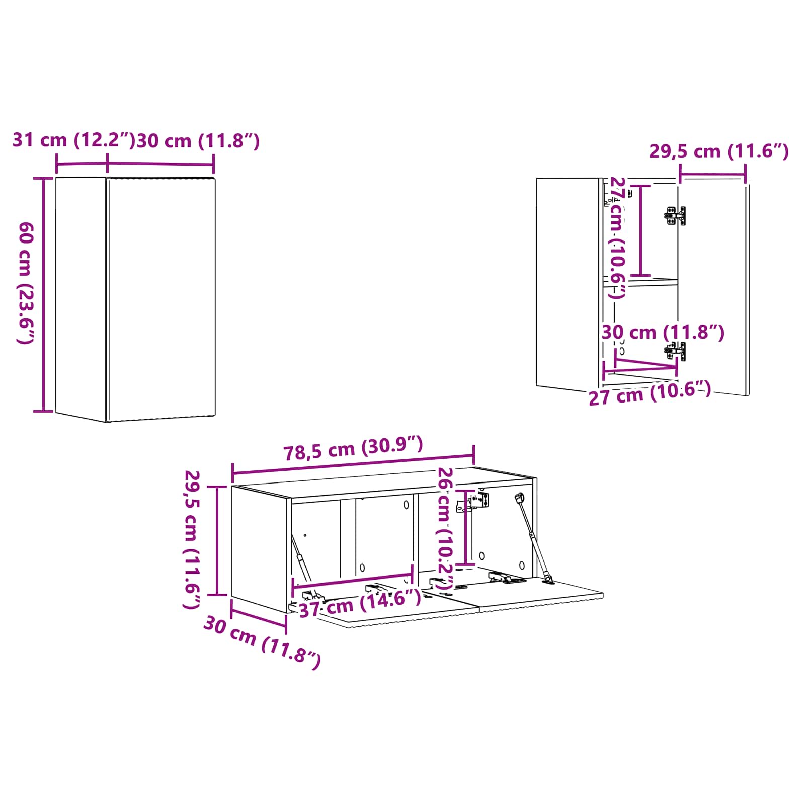 Tv-meubelset 6 st Artisan Eiken Bewerkt hout