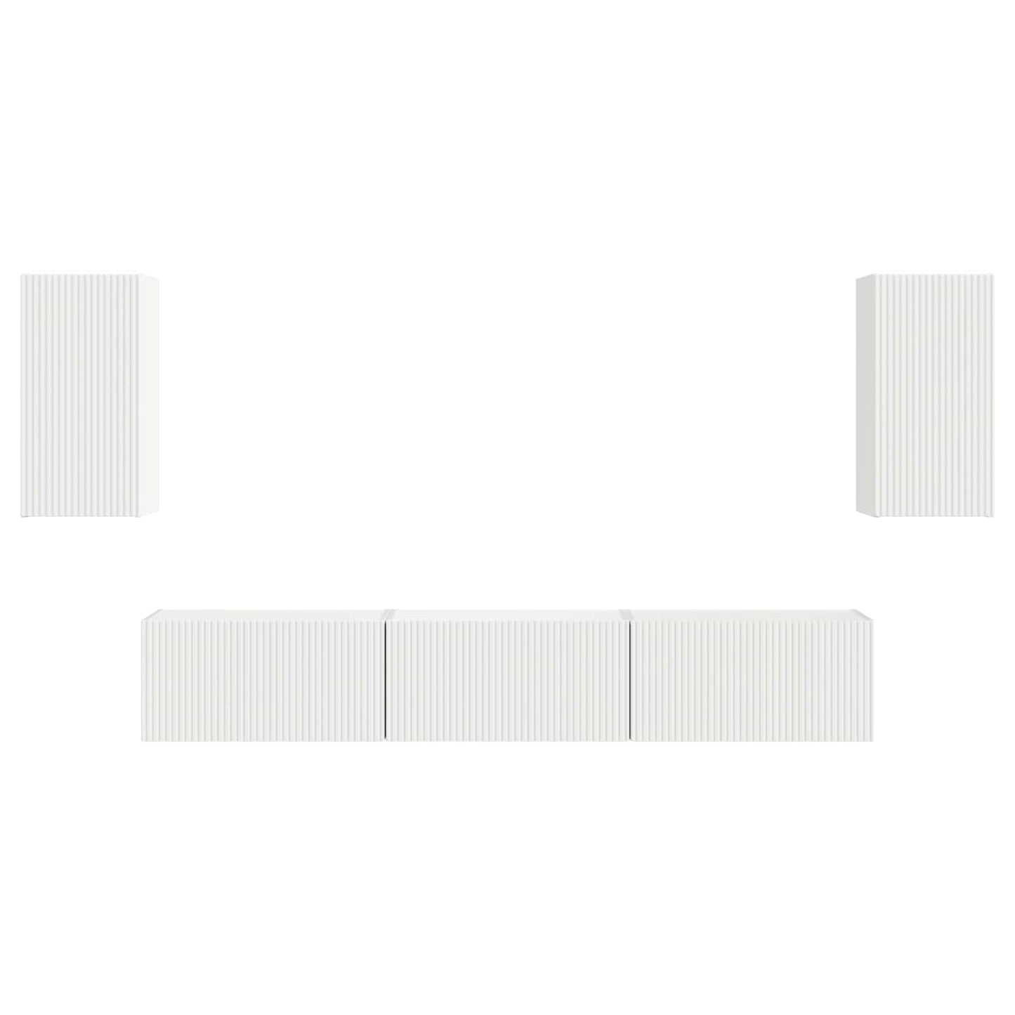 Tv-Meubelset Wandgemonteerd 3 Pcs Wit Bewerkt Hout