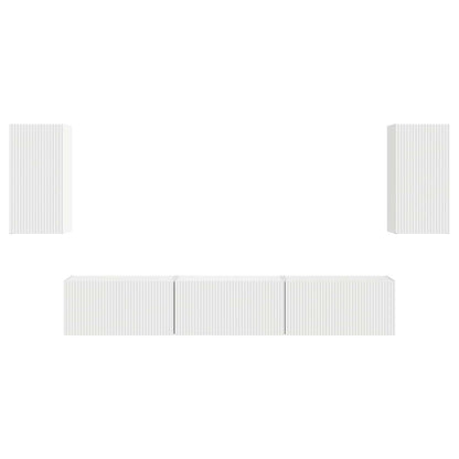 Tv-Meubelset Wandgemonteerd 3 Pcs Wit Bewerkt Hout