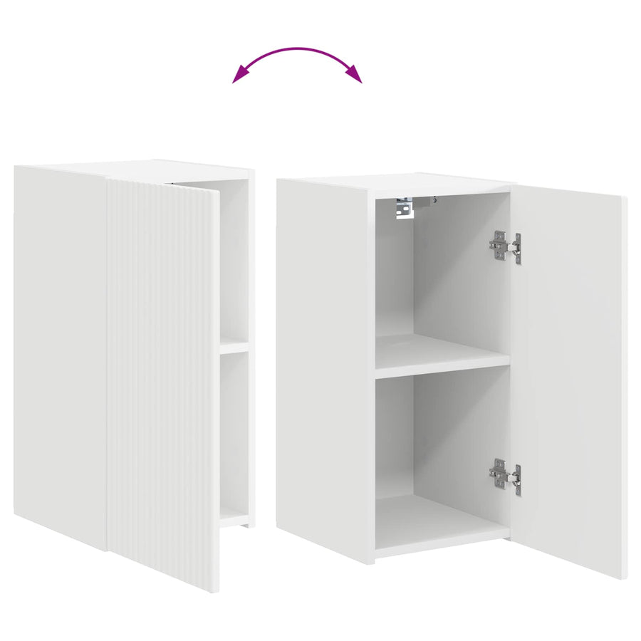 Tv-Meubelset Wandgemonteerd 3 Pcs Wit Bewerkt Hout