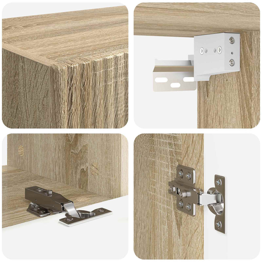 Tv-Meubelset Wandgemonteerd 3 Pcs Sonoma Eiken Bewerkt Hout Goud