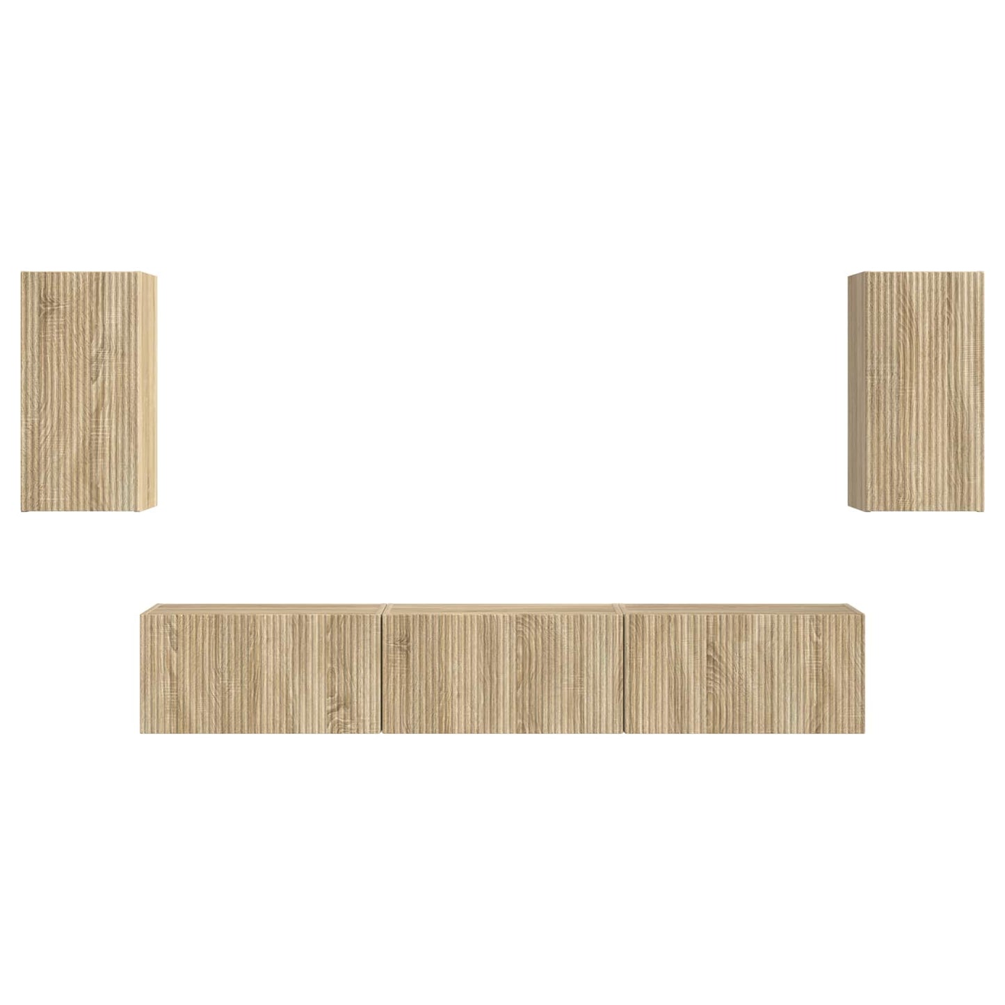 Tv-Meubelset Wandgemonteerd 3 Pcs Sonoma Eiken Bewerkt Hout Goud