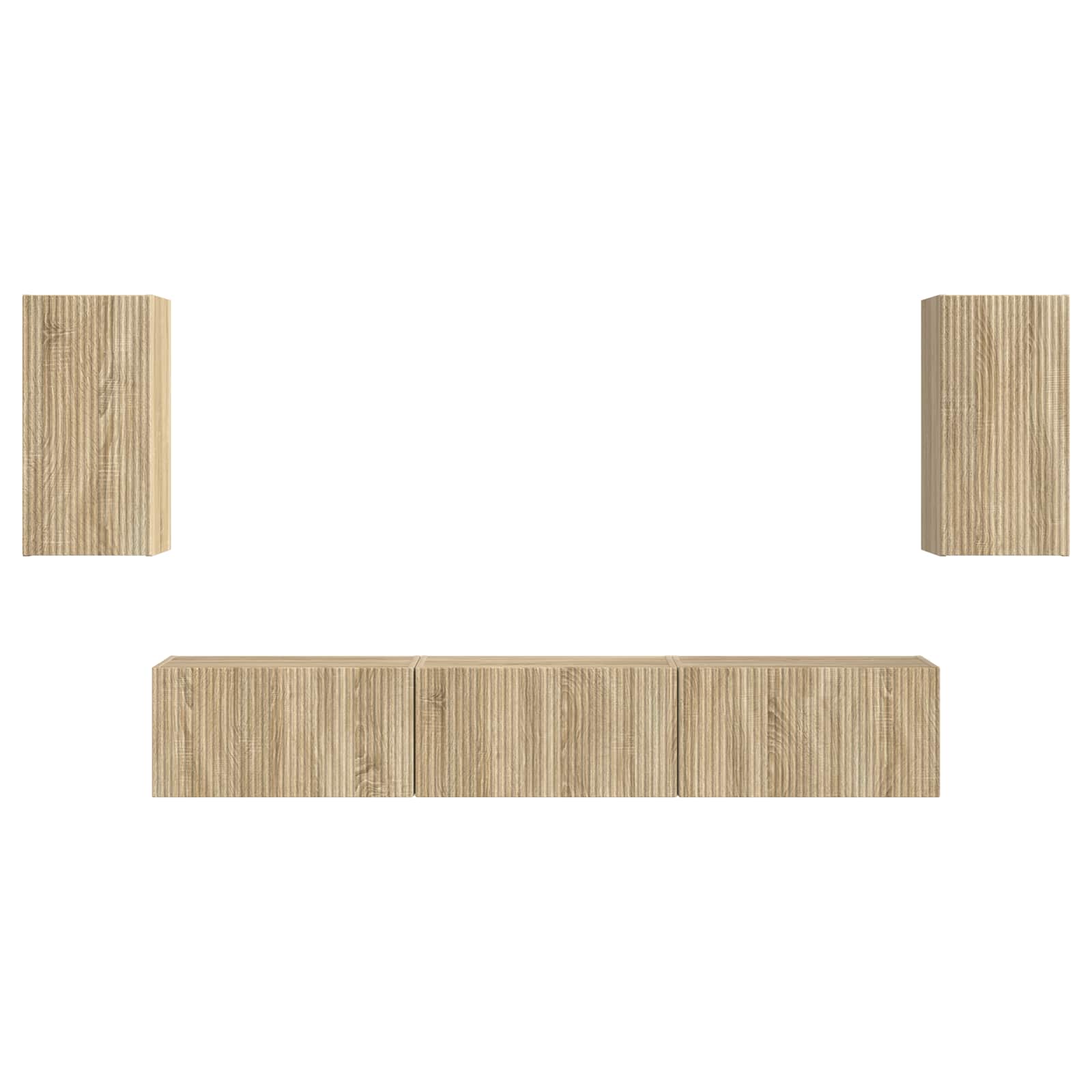 Tv-Meubelset Wandgemonteerd 3 Pcs Sonoma Eiken Bewerkt Hout Goud