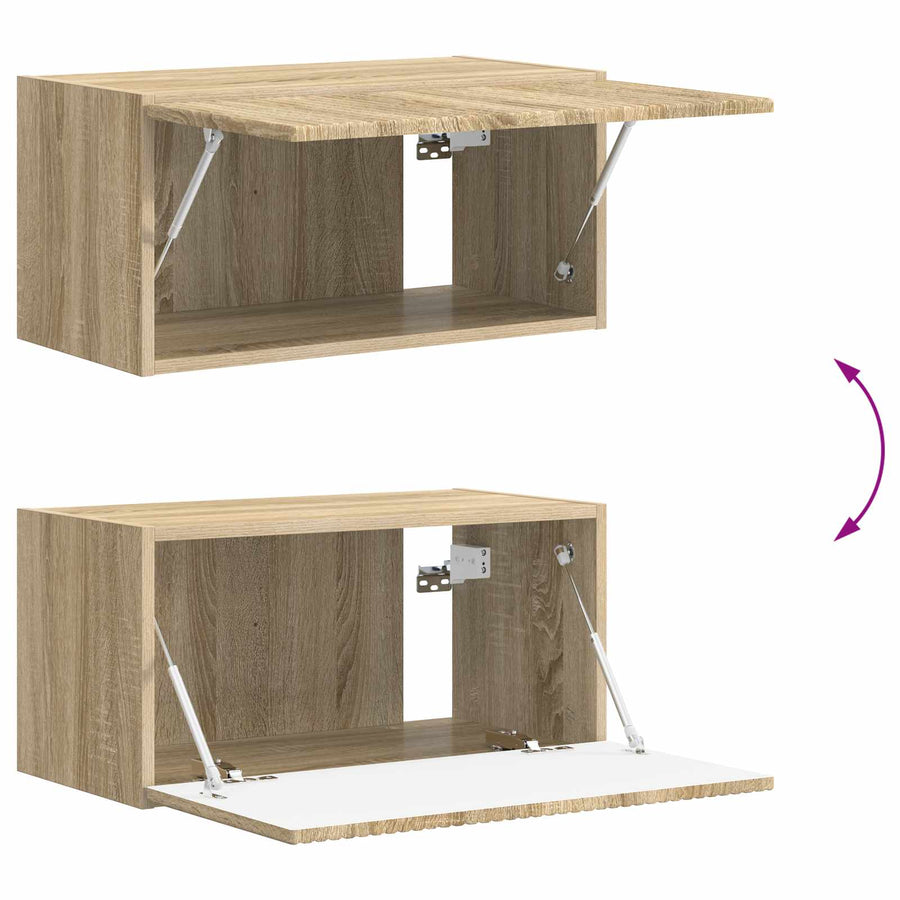 Tv-Meubelset Wandgemonteerd 3 Pcs Sonoma Eiken Bewerkt Hout Goud