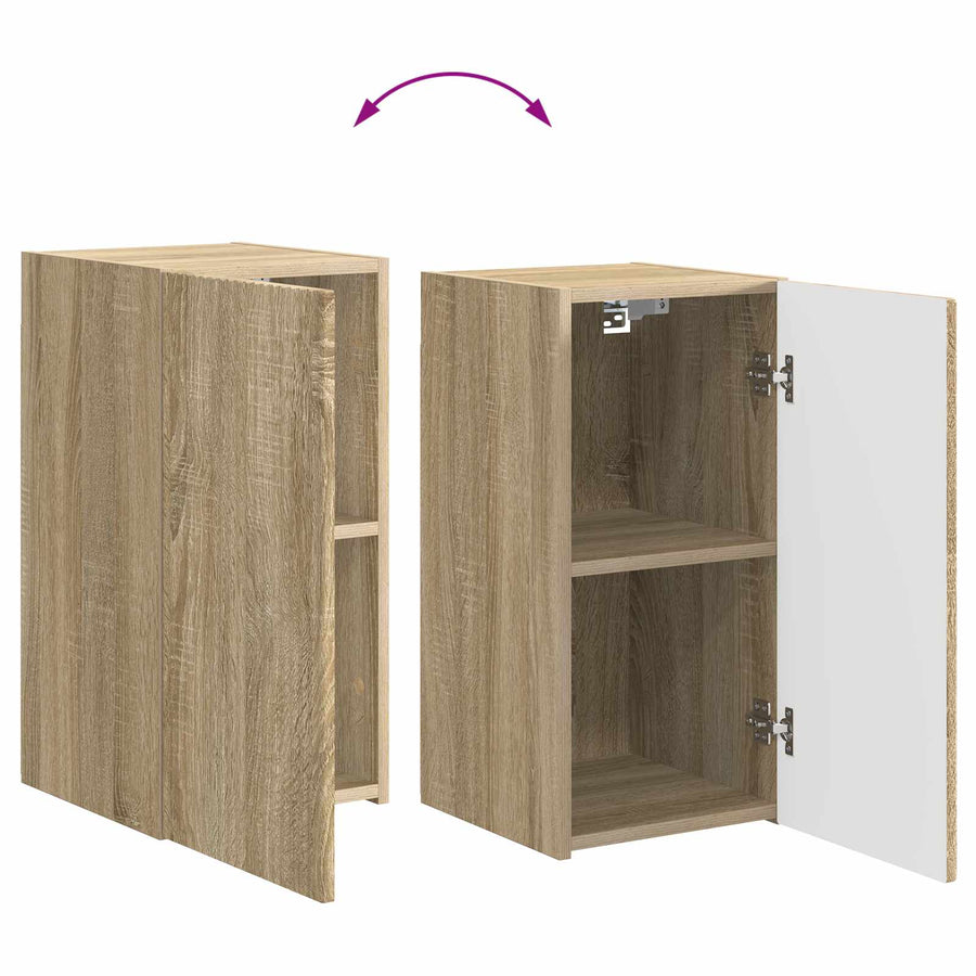 Tv-Meubelset Wandgemonteerd 3 Pcs Sonoma Eiken Bewerkt Hout Goud