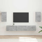 Tv-meubelset wandmontage 3 delen beton grijs bewerkt hout goud